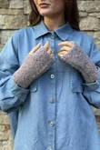 Boucle Fingerless Gloves Pink Melange